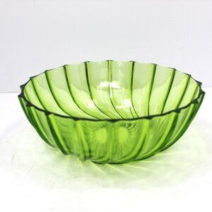 Federal Glass Hazel Atlas Rhythm Green Bowl Large Size 9” Diameter Vintage